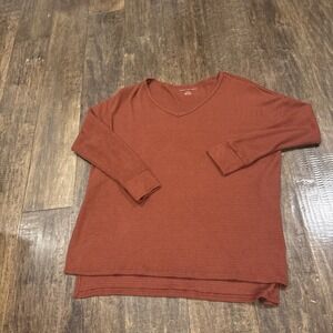 American Eagle Very Soft T-Shirt Women's Large Maroon Ribbed Long Sleeve